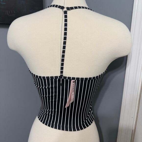 Victorias Secret On Point Striped Tank Top, Black/White, XS - Picture 2 of 5